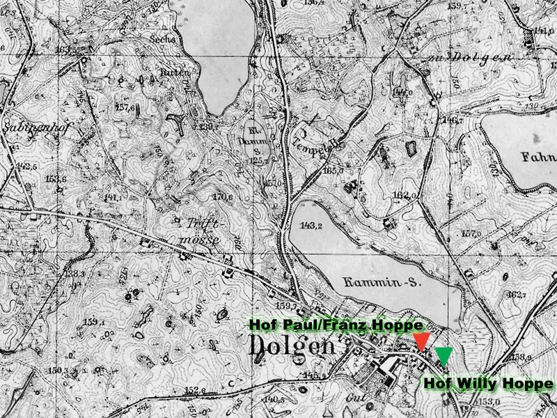 Karte, Dolgen, Kreis Dramburg, Pommern,