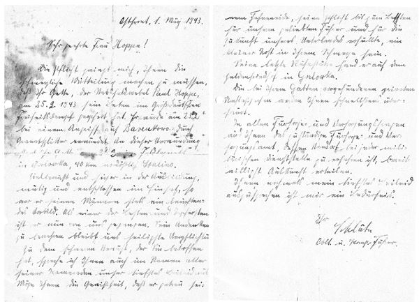 Paul Hoppe, Todesbenachrichtigung,